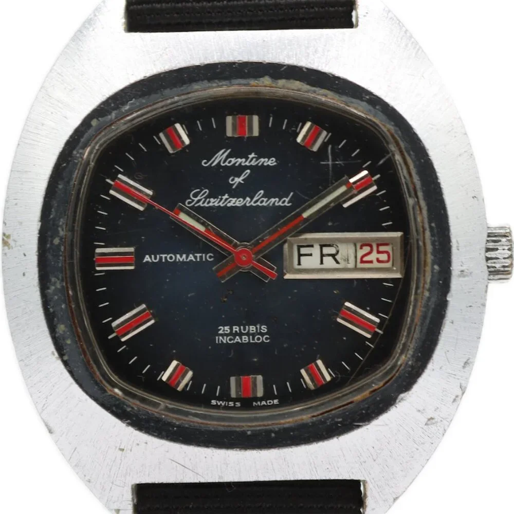 Vintage 38mm Martine of Switzerland Day-Date Men's Automatic Wristwatch 2068